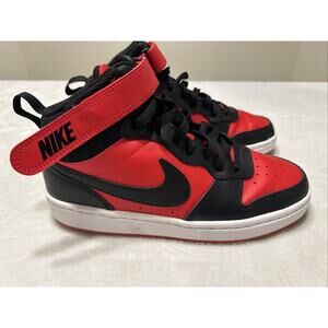 Nike Court Borough Mid 2 Shoes Boys Size 6Y Black Red Basketball CD7782-602